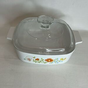 Corning Ware Pan 1 Liter Baking Serve Dish Pan  Ovenware With Lid Floral Handle